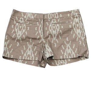 ABS Platinum Embroidered Patterned Cotton Flat Front Shorts Beige Size 6